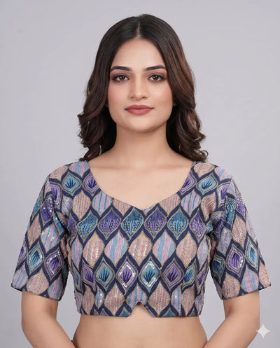 Luxe Embroidered Readymade Blouse - Padded Sweetheart Neck Festive Wear for Women