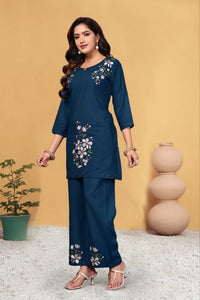 Luxe Embroidered Viscose Rayon Co-Ords Set for Women
