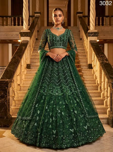Luxe Emerald Green Lehenga Choli - Heavy Sequin Bridal Wear