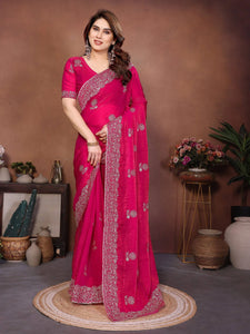 Luxe Fendy Chiffon Silk Saree - Elegant Wedding Wear for Women