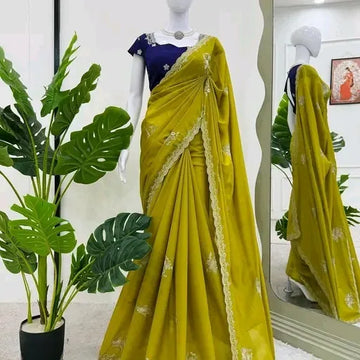 Luxe Fendy Crush Saree - Embroidered Festive Wear for Women