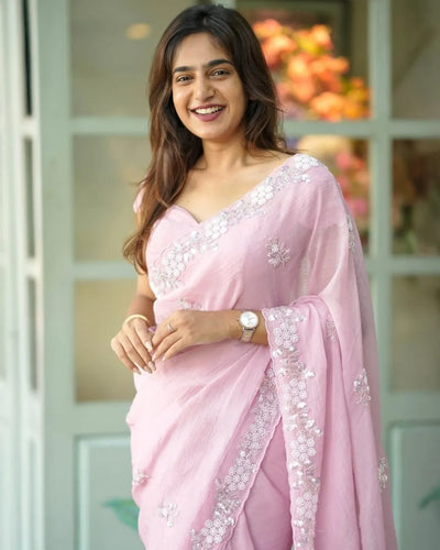 Luxe Festive Designer Saree with Elegant Handwork for Women