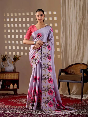 Luxe Floral Georgette Saree - Elegant Festive Wear for Women
