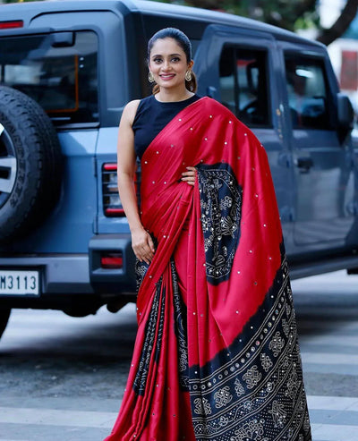 Luxe Gajji Silk Saree with Heavy Mirror Work for Festive Prep
