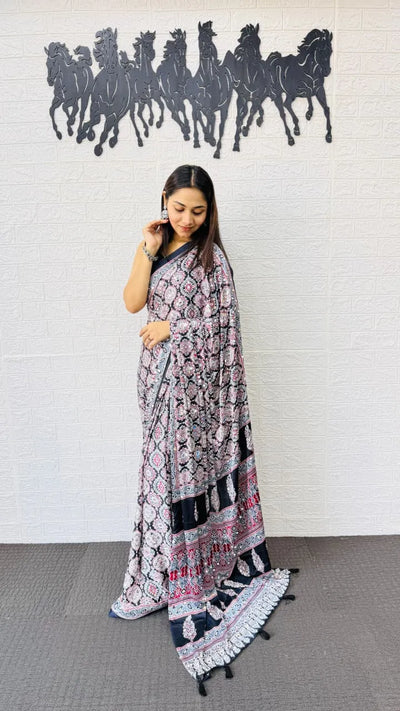 Luxe Gajji Silk Saree with Real Mirror Work for Festive Wear