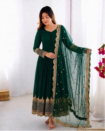 Luxe Georgette Anarkali Gown - Elegant Sequence Embroidery Festive Wear for Women