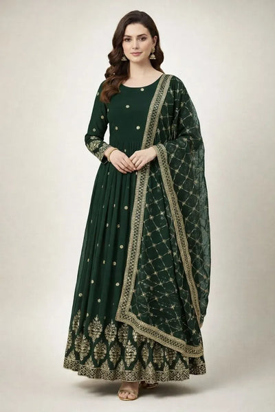 Luxe Georgette Anarkali Gown - Heavy Sequence Embroidery Party Wear Set