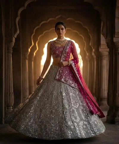 Luxe Georgette Embroidery Lehenga Choli - Heavy Sequins Flare for Festive Wear