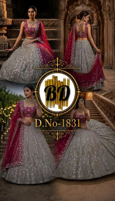 Luxe Georgette Embroidery Lehenga Choli - Heavy Sequins Flare for Festive Wear