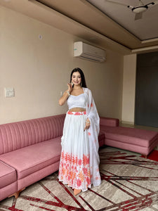 Luxe Georgette Floral Lehenga Set with Sequin Blouse for Festive Wear