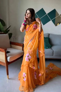Luxe Georgette Floral Printed Lehenga Saree - Pre-Stitched Festive Wear for Women