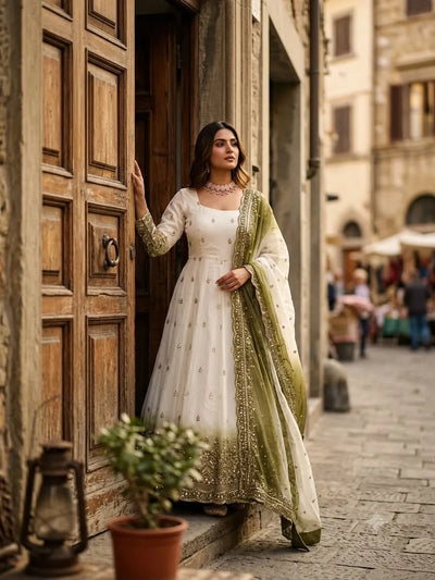 Luxe Georgette Gown Set - Elegant Sequins Festive Wear for Women
