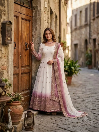 Luxe Georgette Gown Set - Elegant Sequins Festive Wear for Women