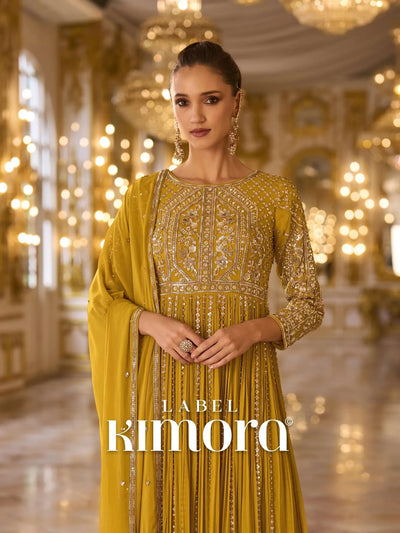 Luxe Georgette Gown with Dupatta - Heavy Embroidery Festive Wear for Women