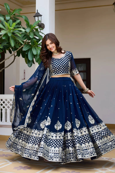 Luxe Georgette Lehenga Choli - Heavy Sequence Wedding Wear