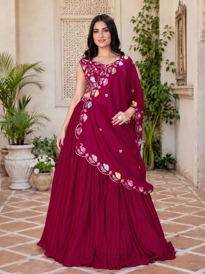 Luxe Georgette Lehenga Choli Set - Heavy Embroidery Festive Wear for Women