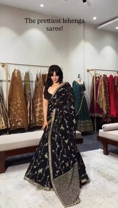 Luxe Georgette Lehenga Saree with Sequined Blouse for Festive Wear