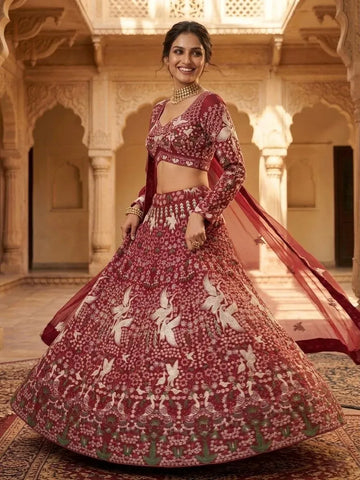 Luxe Georgette Lehenga with Sequins Embroidery - Flared Wedding Wear for Women