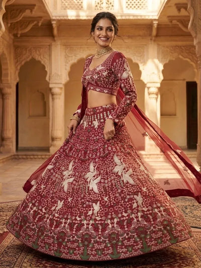 Luxe Georgette Lehenga with Sequins Embroidery - Flared Wedding Wear for Women