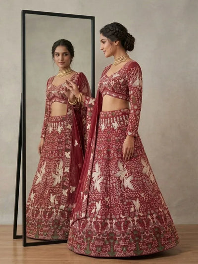 Luxe Georgette Lehenga with Sequins Embroidery - Flared Wedding Wear for Women