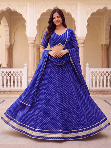 Luxe Georgette Leheriya Lehenga Choli - Zari Lacework Festive Wear for Women