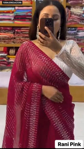 Luxe Georgette Party Wear Saree - Sparkling Sequence for Women