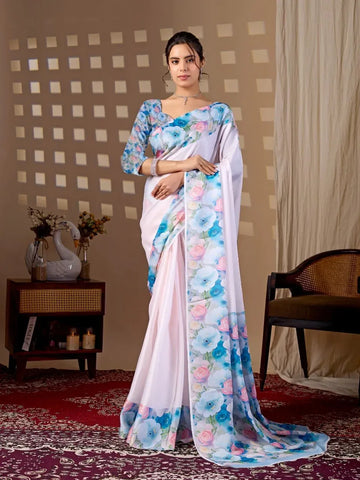 Luxe Georgette Saree - Elegant Floral Festive Wear for Women