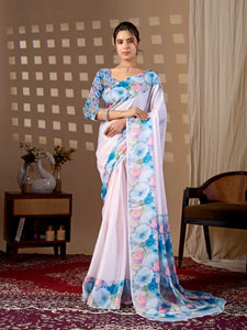 Luxe Georgette Saree - Elegant Floral Festive Wear for Women