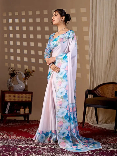 Luxe Georgette Saree - Elegant Floral Festive Wear for Women