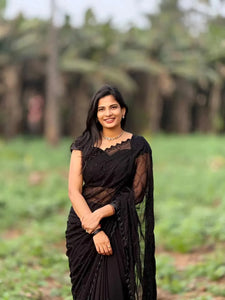 Luxe Georgette Saree with Real Beads Work - Festive Wear