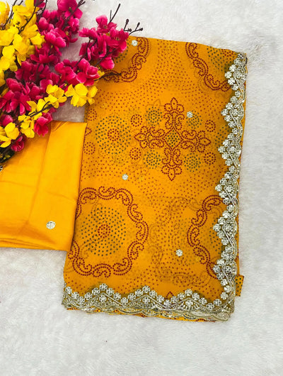 Luxe Georgette Saree with Scallop Gota Work - Festive Wear