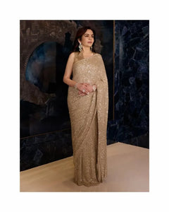 Luxe Georgette Sequin Saree - Bollywood Celebrity Glamour for Festive Wear