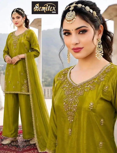 Luxe Glass Roman Kurta Set - Festive Handwork for Women