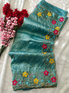 Luxe Gold Crush Saree - Sequins Beads Festive Wear for Women