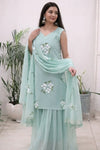 Luxe Hand-Painted Pure Georgette Sharara Set for Women