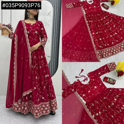 Luxe Heavy Embroidery Georgette Gown - Ready-to-Wear Festive Dress