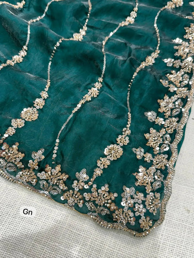 Luxe Heavy Lehariya Satin Saree with Sequins & Zari Work - Festive Wear