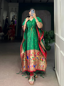 Luxe Jacquard Kaftan with Zari Weaving - Festive Prep Special