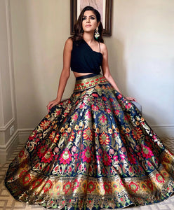 Luxe Jacquard Silk Lehenga - Heavy Work Festive Wear for Women