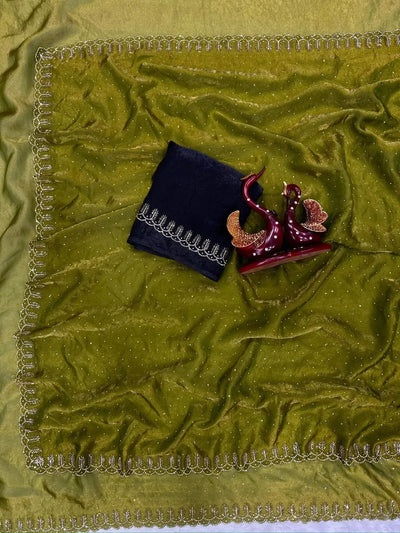 Luxe Jarkhan Diamond Work Saree - Radiant Sparkle for Festive & Party Wear