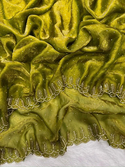 Luxe Jarkhan Diamond Work Saree - Radiant Sparkle for Festive & Party Wear