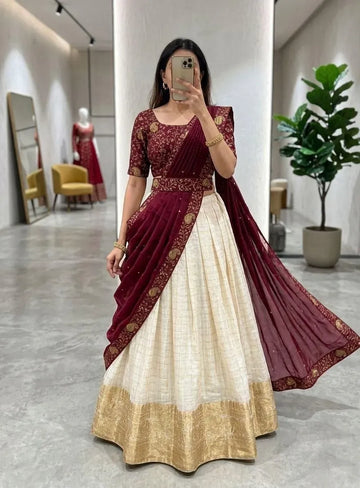 Luxe Kanakvalli Traditional Lehenga Set with Embroidered Dupatta for Festive Weddings