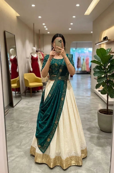 Luxe Kanakvalli Traditional Lehenga Set with Embroidered Dupatta for Festive Weddings