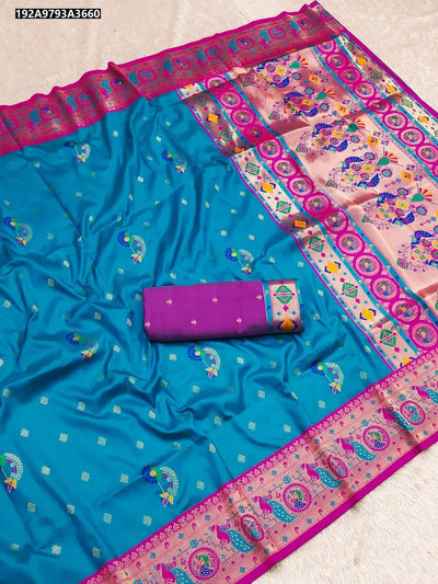Luxe Kanchivram Paithani Silk Saree - Heavy Mina Zari Weaving