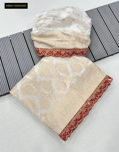Luxe Khaddi Georgette Saree with Sabyasachi Scallop Borders - Festive Wedding Collection for Women