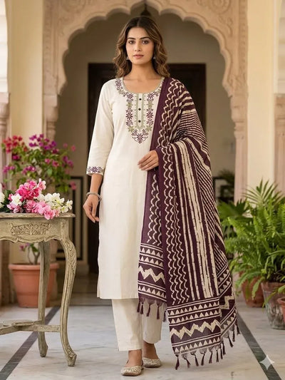 Luxe Khadi Cotton Kurti Pant Set with Bhagalpuri Dupatta - Festive Designer Wear for Women