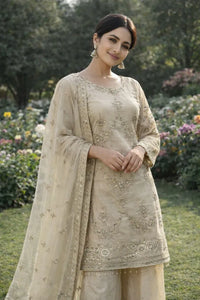 Luxe Kundan Organza Kurti Set - Elegant Embroidery for Women