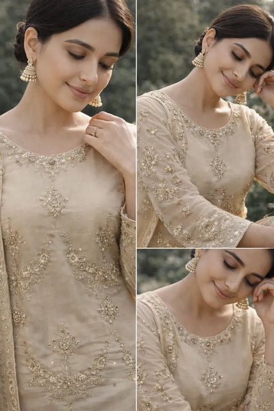 Luxe Kundan Organza Kurti Set - Elegant Embroidery for Women