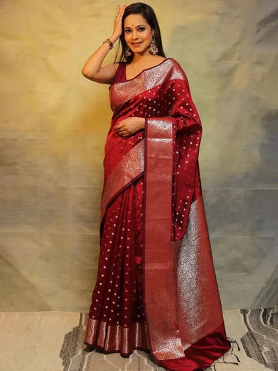 Luxe Lichi Silk Saree - Rich Pallu & Jacquard for Festive Wear