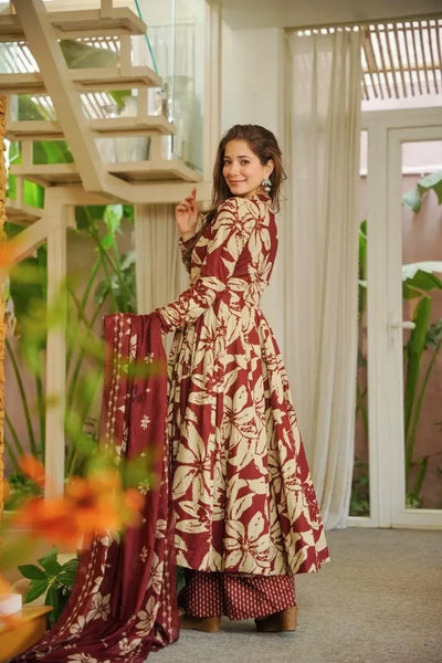 Luxe Maslin Cotton Anarkali Suit Set - Elegant Festive Prep Edition